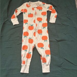 Hanna Andersson Pumpkin Romper Pajamas 6-12 mos